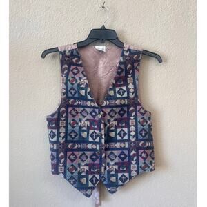 Vintage 80s  textured geometric vest size L